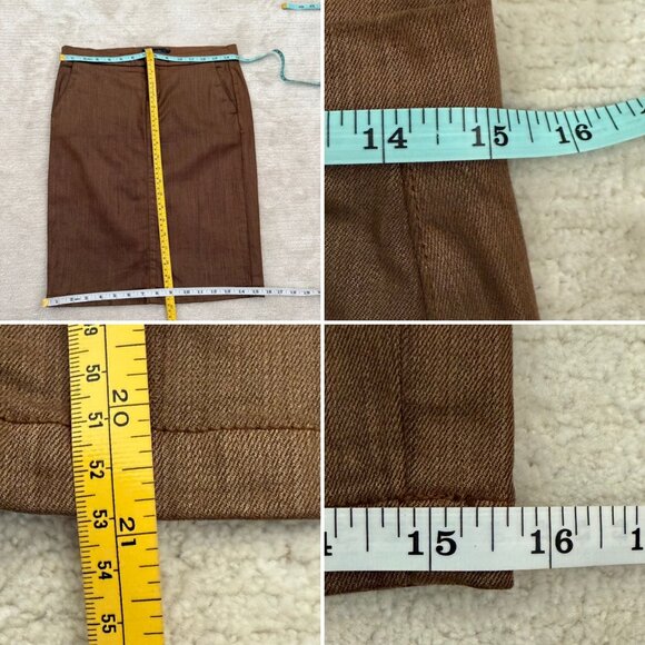 Level 99 Brown Pencil Skirt Size Small Sheen Sleek Modern Stretch Skirt Office - Picture 7 of 9
